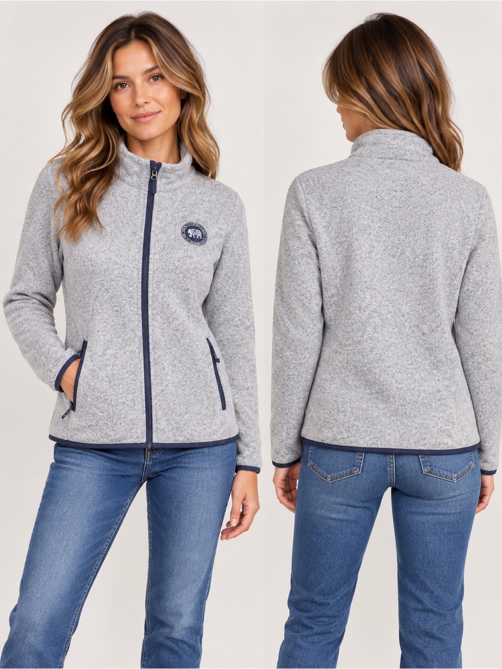 Ivory Ella Fleece Jacket‎ Womens M Gray Full Zip Cozy Pockets